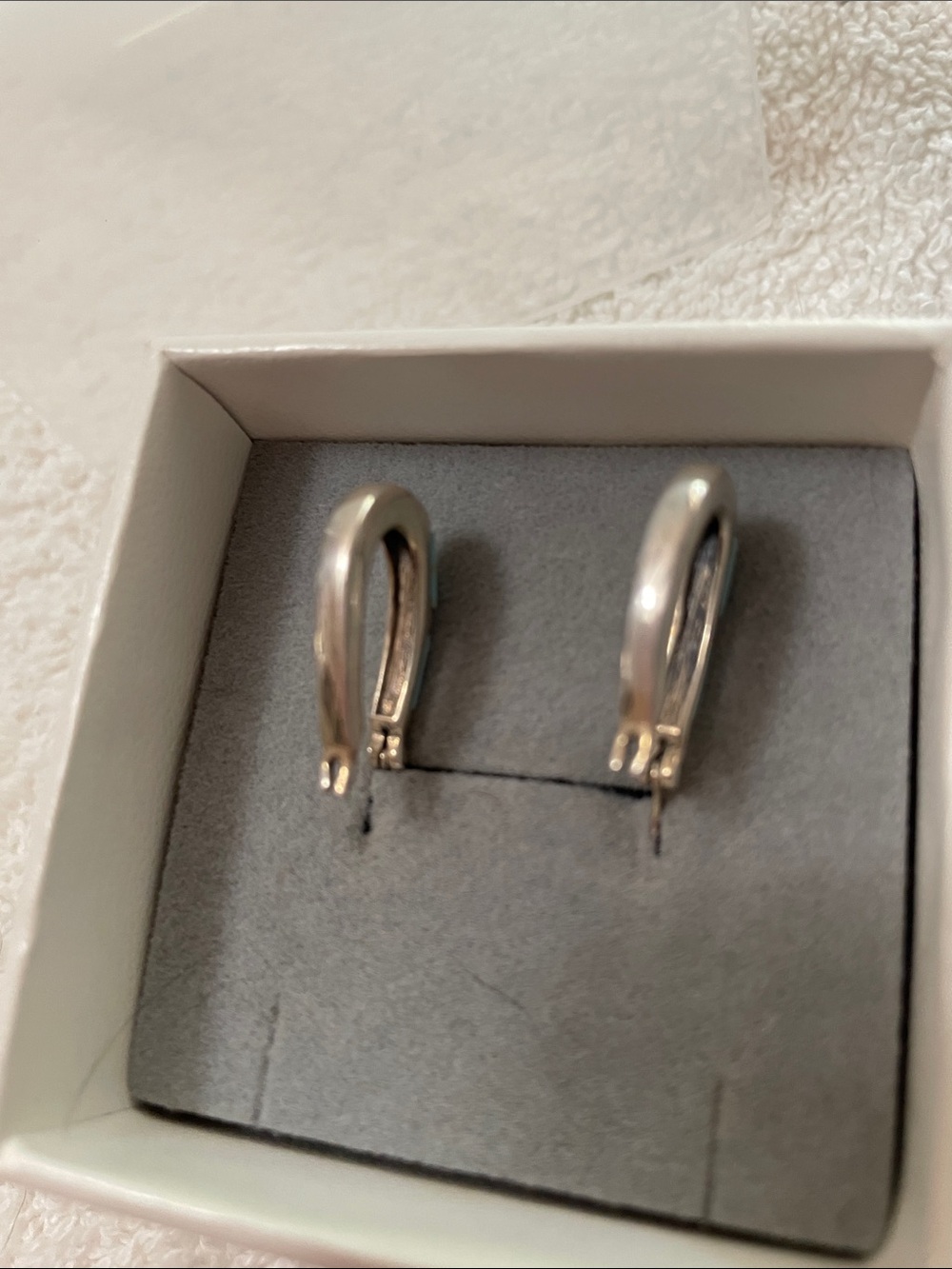 Sterling Silver Hoop Earrings with Turquoise Inlay - Picture 3 of 6